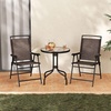 image:imageGoplus Bistro Table and Chairs Set of 2 Outdoor 3 Piece Patio Bistro Set with 157 Umbrella Hole Tempered Glass Tabletop 2 Folding Chairs Small Patio Furniture Dining Set for Garden BalconyBrownsimple Backrest
