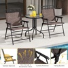 image:imageGoplus Bistro Table and Chairs Set of 2 Outdoor 3 Piece Patio Bistro Set with 157 Umbrella Hole Tempered Glass Tabletop 2 Folding Chairs Small Patio Furniture Dining Set for Garden BalconyBrownwave Backrest
