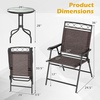 image:imageGoplus Bistro Table and Chairs Set of 2 Outdoor 3 Piece Patio Bistro Set with 157 Umbrella Hole Tempered Glass Tabletop 2 Folding Chairs Small Patio Furniture Dining Set for Garden BalconyBrownwave Backrest