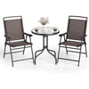 image:imageGoplus Bistro Table and Chairs Set of 2 Outdoor 3 Piece Patio Bistro Set with 157 Umbrella Hole Tempered Glass Tabletop 2 Folding Chairs Small Patio Furniture Dining Set for Garden BalconyBrownsimple Backrest