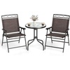 image:imageGoplus Bistro Table and Chairs Set of 2 Outdoor 3 Piece Patio Bistro Set with 157 Umbrella Hole Tempered Glass Tabletop 2 Folding Chairs Small Patio Furniture Dining Set for Garden BalconyBrownwave Backrest
