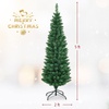 image:imageGoplus 6ft Pencil Christmas Tree Unlit Artificial Slim Xmas Tree with PVC Branch Tips Foldable Sturdy Metal Stand for Home Office School Shop Decoration5 FT