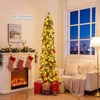 image:imageGoplus 7FT PreLit Pencil Christmas Tree w150LED Warm White Lights 8 Modes Timer Remote338 Branch TipsCashmere Pine Needles Metal Stand Slim Holiday Xmas Tree Home Decoration 7 FT5ft 11in