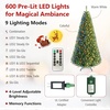 image:imageGoplus 8 FT Artificial Christmas Tree PreLit Xmas Tree with 1605 Full Branch Tips 600 LED Lights 9 Lighting Modes amp Remote Hinged Realistic Holiday Decoration for Indoor Home Office Green 8ft