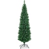 image:imageGoplus 6ft Pencil Christmas Tree Unlit Artificial Slim Xmas Tree with PVC Branch Tips Foldable Sturdy Metal Stand for Home Office School Shop Decoration6ft