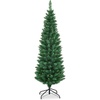 image:imageGoplus 6ft Pencil Christmas Tree Unlit Artificial Slim Xmas Tree with PVC Branch Tips Foldable Sturdy Metal Stand for Home Office School Shop Decoration5 FT