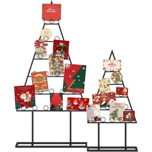 image:imageGoplus 2 Pack Christmas Card Holder Holiday Card Display Stand with 36 Round Clips Metal Hanging Rack Xmas Photo Tree Holder for Home Office Party Decoration BlackBlack
