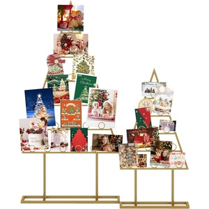 image:imageGoplus 2 Pack Christmas Card Holder Holiday Card Display Stand with 36 Round Clips Metal Hanging Rack Xmas Photo Tree Holder for Home Office Party Decoration BlackGold