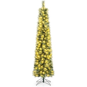 image:imageGoplus 6FT PreLit Pencil Christmas Tree w120LED Warm White Lights 8 Modes Timer Remote264 Branch TipsCashmere Pine Needles Metal Stand Slim Holiday Xmas Tree Home Decoration 6 FT