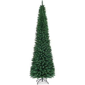 image:imageGoplus 6ft Pencil Christmas Tree Unlit Artificial Slim Xmas Tree with PVC Branch Tips Foldable Sturdy Metal Stand for Home Office School Shop Decoration9ft