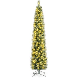 image:imageGoplus 7FT PreLit Pencil Christmas Tree w150LED Warm White Lights 8 Modes Timer Remote338 Branch TipsCashmere Pine Needles Metal Stand Slim Holiday Xmas Tree Home Decoration 7 FT5ft 11in