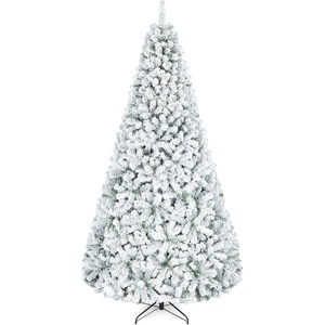 image:imageGoplus 9FT Artificial Christmas Tree Unlit Flocked Xmas Tree with 1498 Full Branch Tips amp Folding Metal Stand Hinged Realistic Holiday Decoration for Indoor Home Office