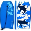 image:imageGoplus 413733 Lightweight Body Board for Beach Surf Board with EPS Core XPE Deck HDPE Slick Bottom Wrist Leash Bodyboard for Kids Adults SurfingBlue Shark