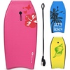 image:imageGoplus 413733 Lightweight Body Board for Beach Surf Board with EPS Core XPE Deck HDPE Slick Bottom Wrist Leash Bodyboard for Kids Adults SurfingPink Flower