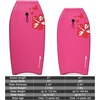 image:imageGoplus 413733 Lightweight Body Board for Beach Surf Board with EPS Core XPE Deck HDPE Slick Bottom Wrist Leash Bodyboard for Kids Adults SurfingPink Flower
