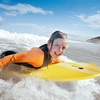 image:imageGoplus 413733 Lightweight Body Board for Beach Surf Board with EPS Core XPE Deck HDPE Slick Bottom Wrist Leash Bodyboard for Kids Adults SurfingYellow Coconut Palm