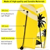 image:imageGoplus 413733 Lightweight Body Board for Beach Surf Board with EPS Core XPE Deck HDPE Slick Bottom Wrist Leash Bodyboard for Kids Adults SurfingYellow Coconut Palm