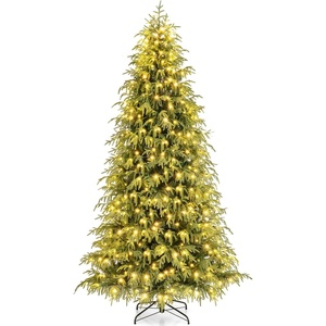 image:imageGoplus 8 FT PreLit Artificial Christmas Tree Hinged Faux Xmas Tree with 470 Warm White LED Lights 1470 Soft TPE amp PVC Mixed Branch Tips Foldable Metal Stand Holiday Party Home Office Decoration