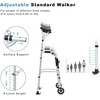 image:imageGoplus Foldable Standard Walker Aluminum Alloy Rehabilitation Auxiliary Walker w5 Wheels Foamed Axillary Support SledStyle Foot Mat Height Adjustable Walking Mobility Aid for Elderly