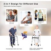 image:imageGoplus Foldable Standard Walker Aluminum Alloy Rehabilitation Auxiliary Walker w5 Wheels Foamed Axillary Support SledStyle Foot Mat Height Adjustable Walking Mobility Aid for Elderly