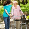 image:imageGoplus Foldable Standard Walker Aluminum Alloy Rehabilitation Auxiliary Walker w5 Wheels Foamed Axillary Support SledStyle Foot Mat Height Adjustable Walking Mobility Aid for Elderly