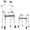 image:imageGoplus Foldable Standard Walker Aluminum Alloy Rehabilitation Auxiliary Walker w5 Wheels Foamed Axillary Support SledStyle Foot Mat Height Adjustable Walking Mobility Aid for Elderly