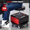 image:imageGoplus Rolling Garage Stool 1622 Adjustable Mechanic Stool with Universal Wheels Removable Magnetic Tool Tray 2 Thick Padded Cushion 330LBS Capacity Roller Creeper Seat Shop ChairRed