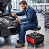 image:imageGoplus Rolling Garage Stool 1622 Adjustable Mechanic Stool with Universal Wheels Removable Magnetic Tool Tray 2 Thick Padded Cushion 330LBS Capacity Roller Creeper Seat Shop ChairRed
