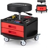 image:imageGoplus Rolling Garage Stool 1622 Adjustable Mechanic Stool with Universal Wheels Removable Magnetic Tool Tray 2 Thick Padded Cushion 330LBS Capacity Roller Creeper Seat Shop ChairRed